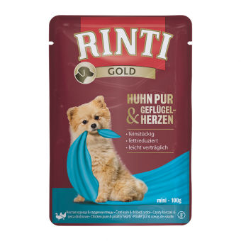Rinti Gold Huhn Pur & Geflügelherzen Pouch 50x 100g 