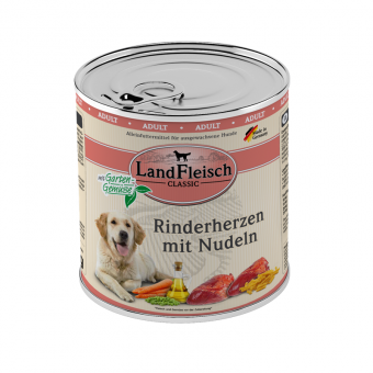 LandFleisch Dog Classic Rinderherz & Nudel 12x 800 g
