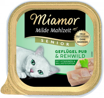 Miamor Milde Mahlzeit Senior Geflügel Pur & Rehwild 16x 100g 