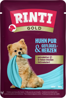 Rinti Gold Huhn Pur & Geflügelherzen Pouch 50x 100g 