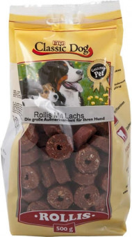 Classic Dog Snack Rollis mit Lachs 10x 500 g | Vorteilspack