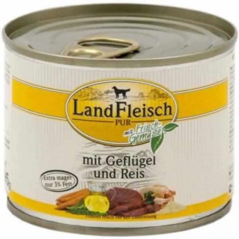 LandFleisch Dog Pur Geflügel & Reis extra mager 