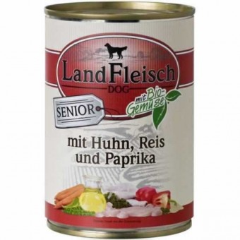 LandFleisch Dog Senior Geflügel, Reis & Paprika mit Gemüse 24 x 400g 