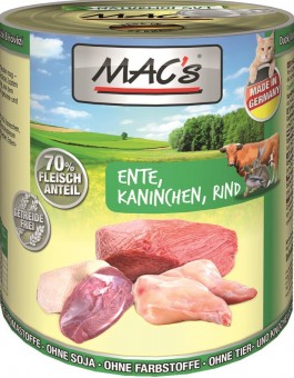 MAC's Cat Ente, Kaninchen & Rind 800g | 6er-Sparpack