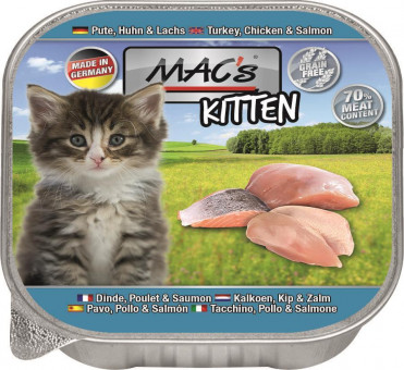 MAC's Kitten Pute, Huhn & Lachs – Schale 16x 85 g