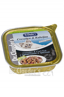 Dr. Clauders Cat Crevetten & Kabeljau in Soße Schale 32x 100g