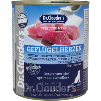 Dr. Clauders Dog Dose Selected Meat Prebiotics Geflügelherzen 6x 800g