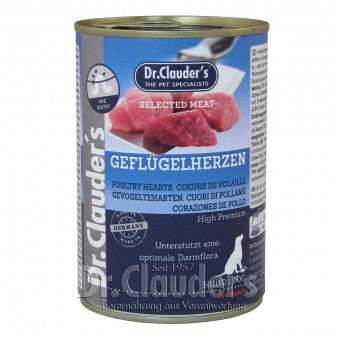 Dr. Clauders Dog Dose Selected Meat Prebiotics Geflügelherzen 6x 400g