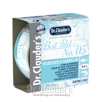 Dr. Clauders Cat Best Filet No 5 Thunfisch & Garnelen 24x 70 g Dose